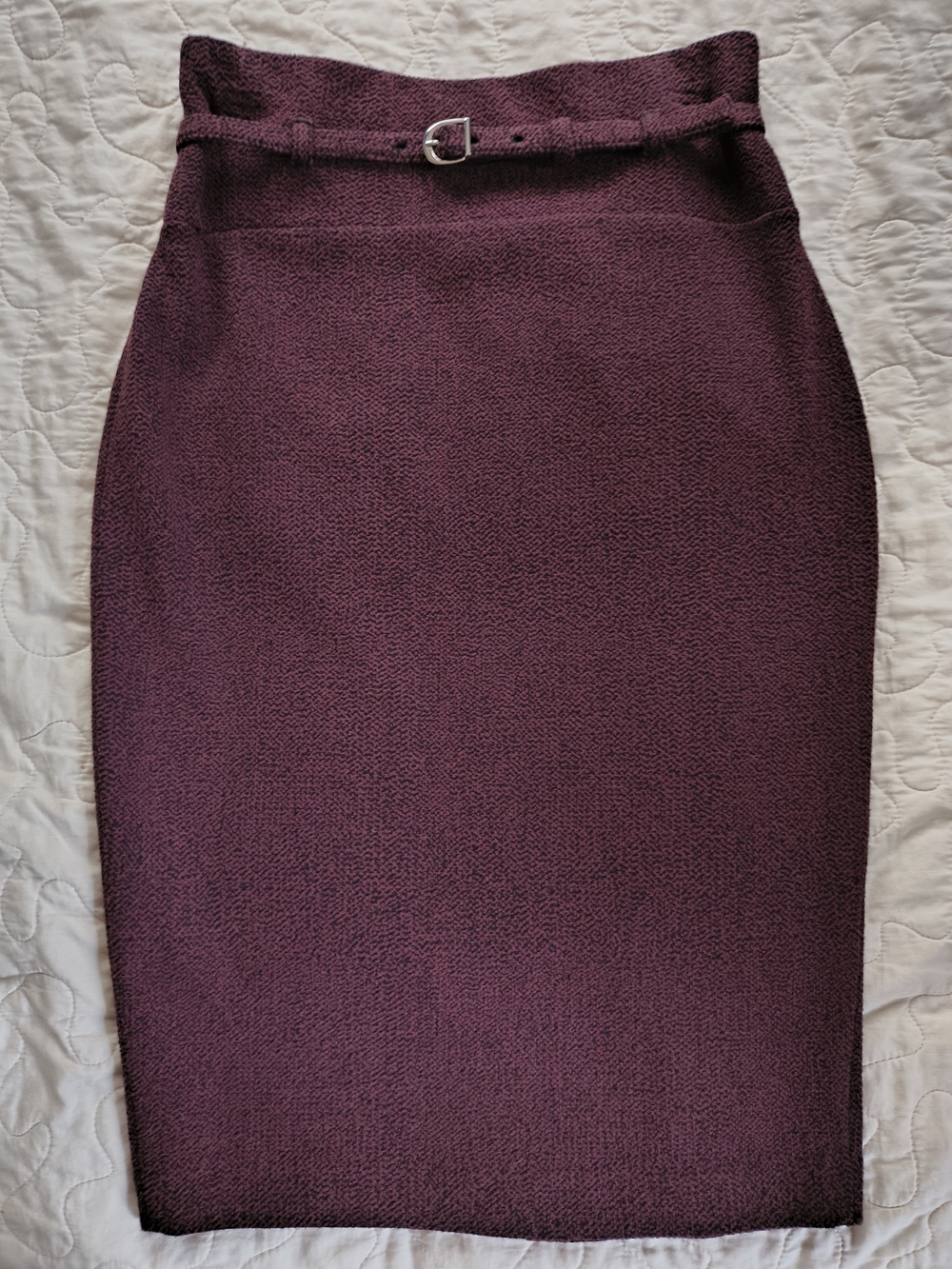 Express Plum Textured Pencil Skirt with Slim Belt